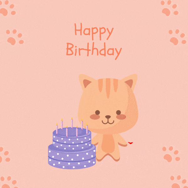Animierte Geburtstagskarte mit Katze