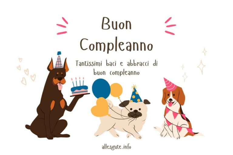Geburtstagswunsch auf Italienisch mit Hunden