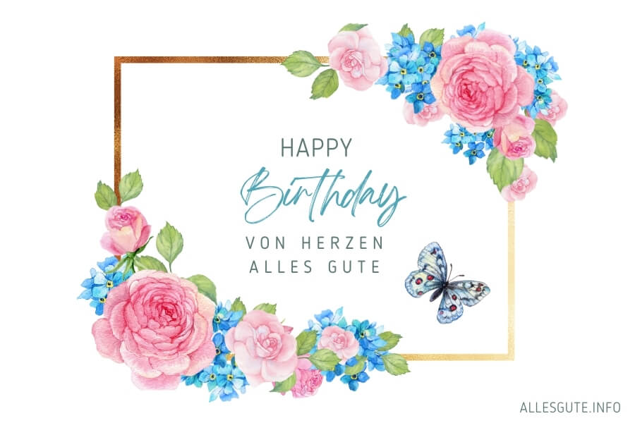 Geburtstagskarte mit Blumen und liebevollem Text