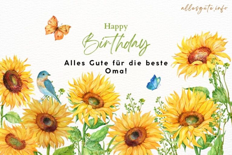 Geburtstagskarte für Oma mit Sonnenblumen