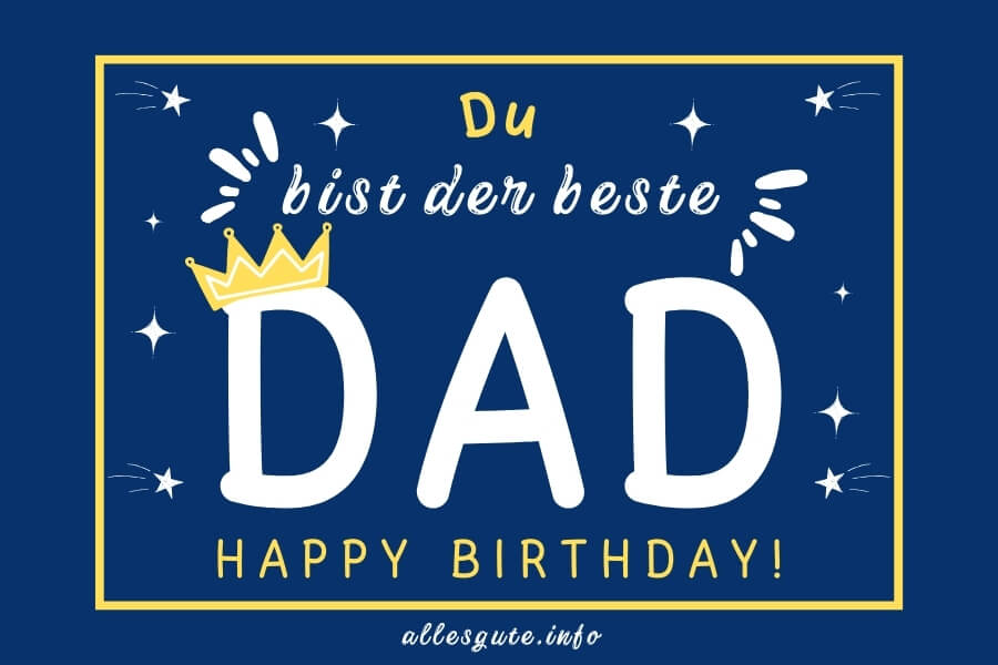 Schöner Geburtstagswunsch für Papa auf dunkelblauer Karte